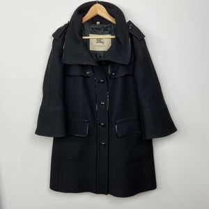 Burberry Black Wool Knee Length Coat Size 12